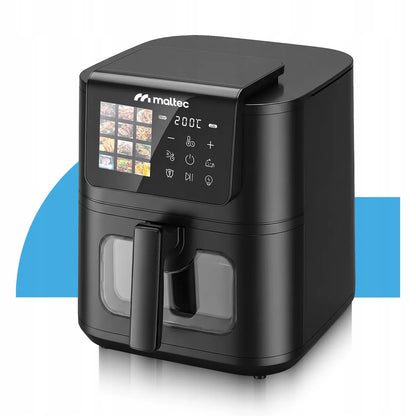 Becukrė gruzdintuvė MalTec AirFryer 8L 2000W su stebėjimo langeliu ir kepimo popieriumi