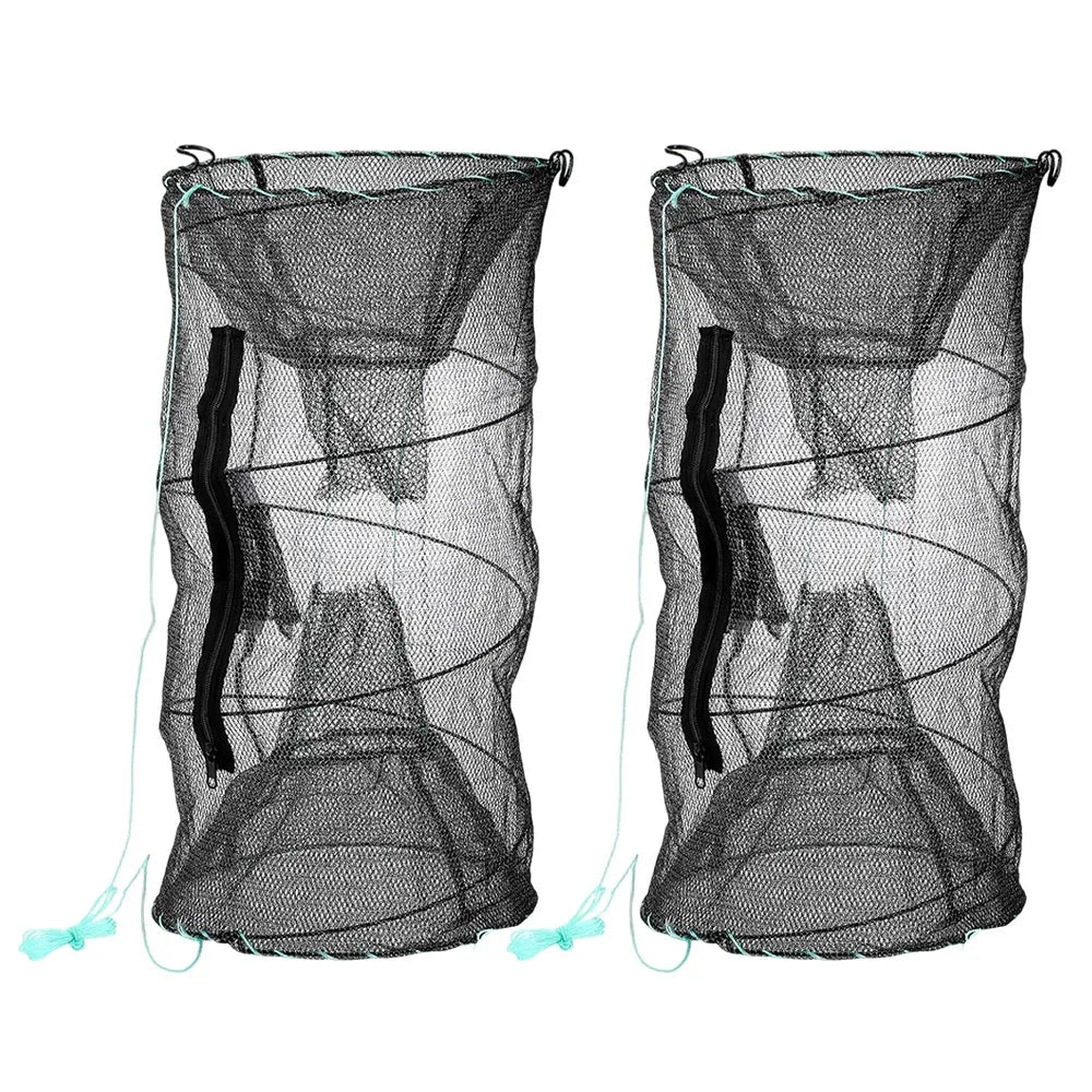 Bedee sulankstomas žvejybos tinklas krabams, vėžiams, omarams ir žuvims, 30 × 60 cm, su užtrauktuku
