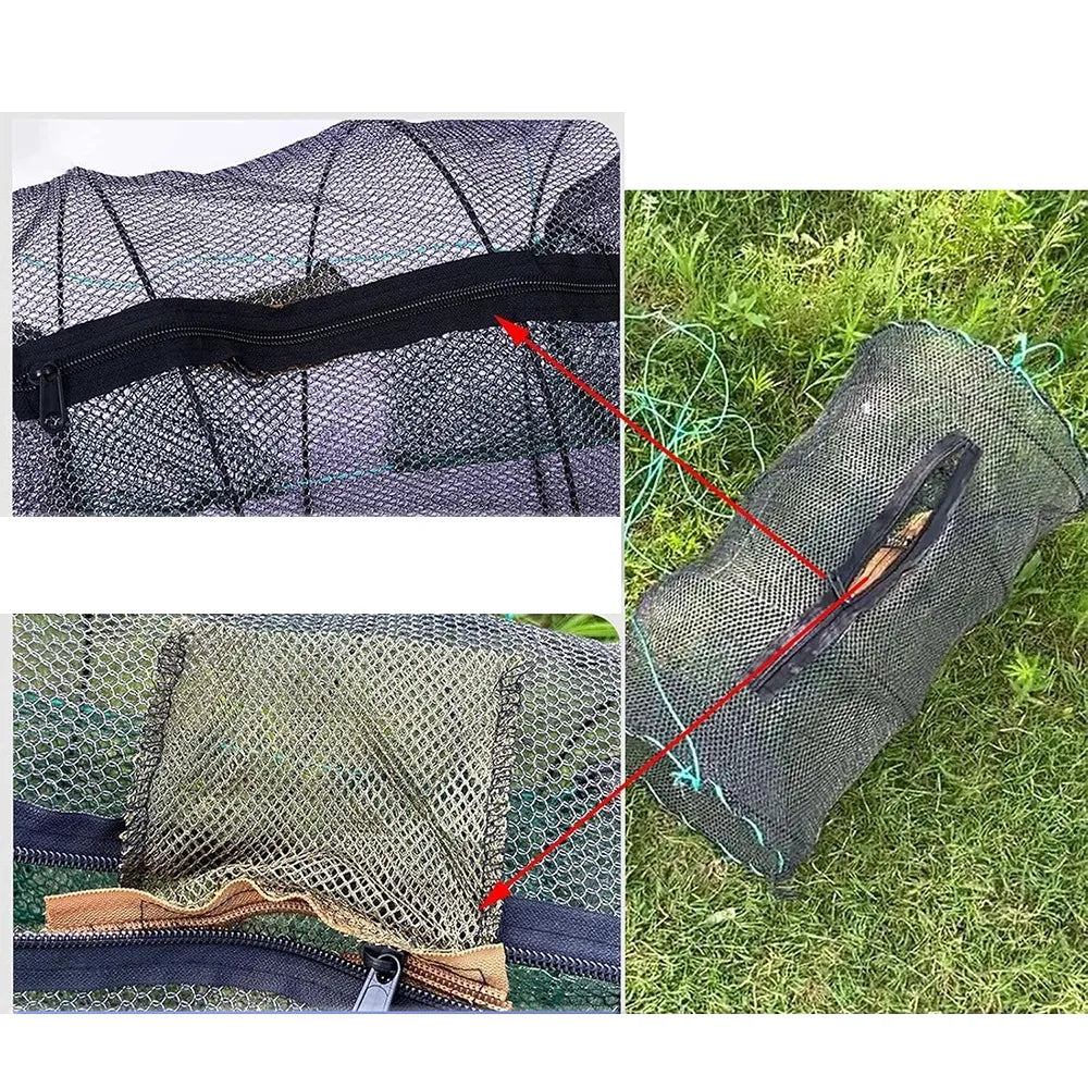 Bedee sulankstomas žvejybos tinklas krabams, vėžiams, omarams ir žuvims, 30 × 60 cm, su užtrauktuku