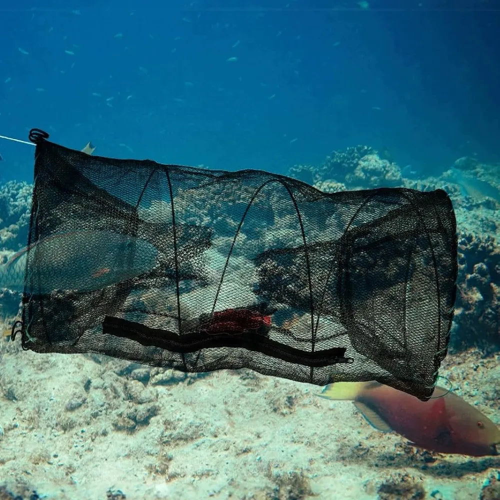 Bedee sulankstomas žvejybos tinklas krabams, vėžiams, omarams ir žuvims, 30 × 60 cm, su užtrauktuku