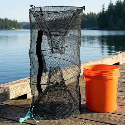 Bedee sulankstomas žvejybos tinklas krabams, vėžiams, omarams ir žuvims, 30 × 60 cm, su užtrauktuku