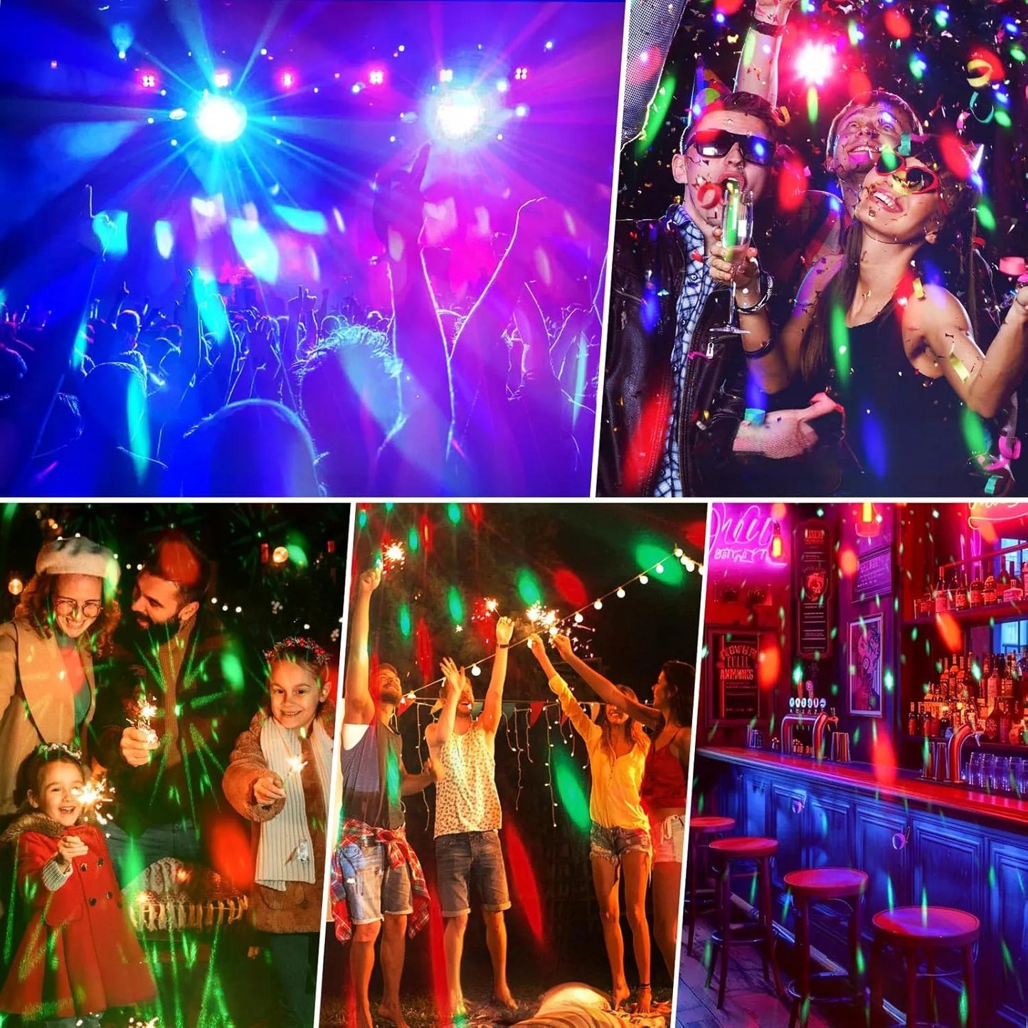 Bėgantis šviesos efektas diskotekai, RGB LED projektorius vakarėliams
