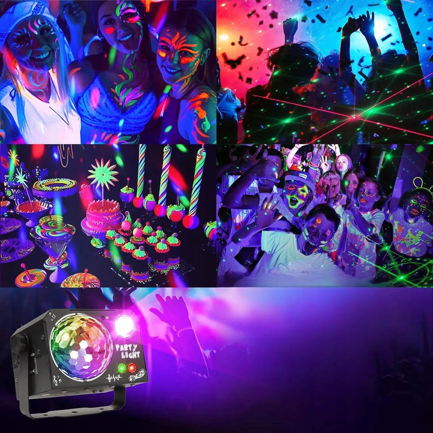 Bėgantis šviesos efektas diskotekai, RGB LED projektorius vakarėliams