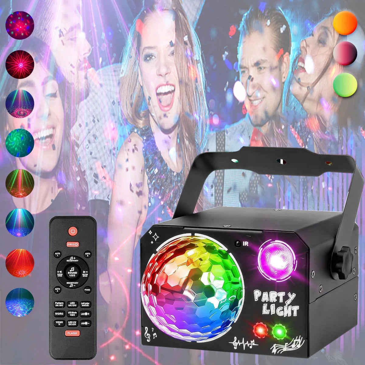 Bėgantis šviesos efektas diskotekai, RGB LED projektorius vakarėliams