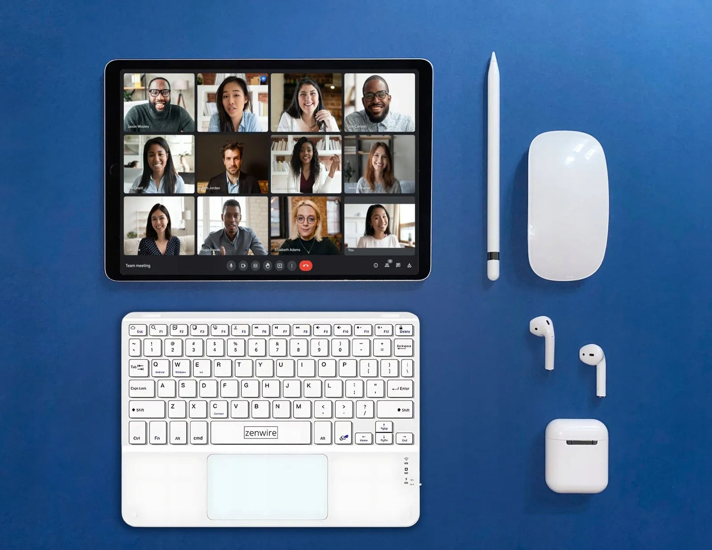 Belaidė Bluetooth klaviatūra su jutikliniu kilimėliu SLIM telefonui planšetei iPad