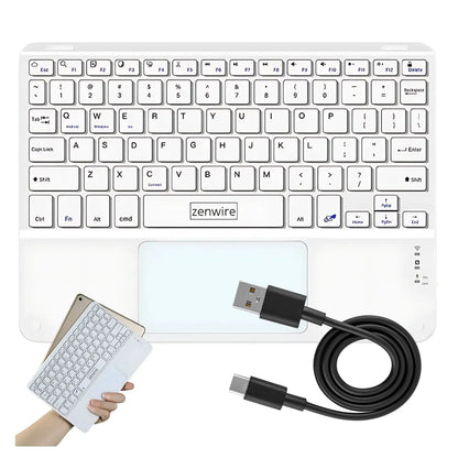 Belaidė Bluetooth klaviatūra su jutikliniu kilimėliu SLIM telefonui planšetei iPad