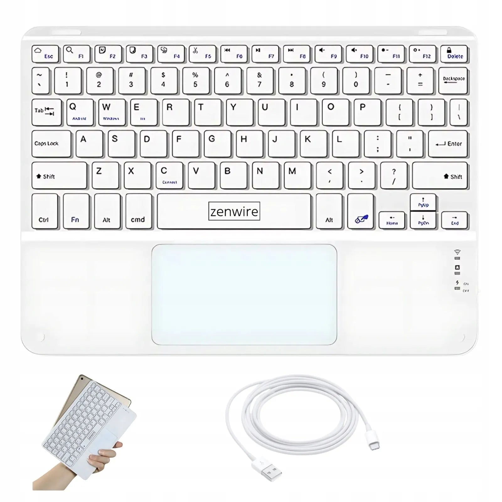 Belaidė Bluetooth klaviatūra su jutikliniu kilimėliu SLIM telefonui planšetei iPad