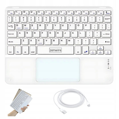 Belaidė Bluetooth klaviatūra su jutikliniu kilimėliu SLIM telefonui planšetei iPad