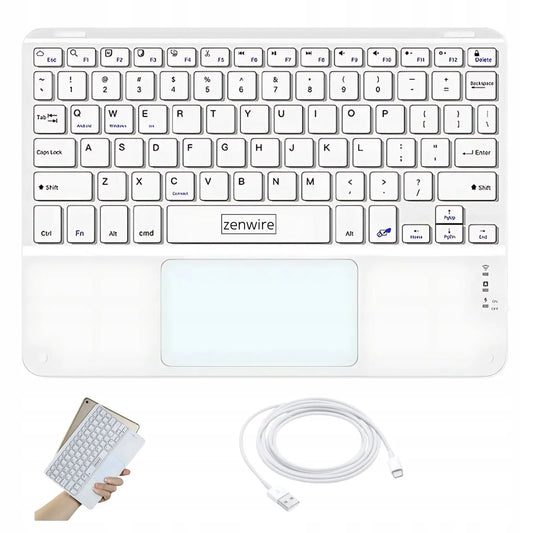 Belaidė Bluetooth klaviatūra su jutikliniu kilimėliu SLIM telefonui planšetei iPad