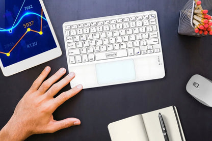 Belaidė Bluetooth klaviatūra su jutikliniu kilimėliu SLIM telefonui planšetei iPad