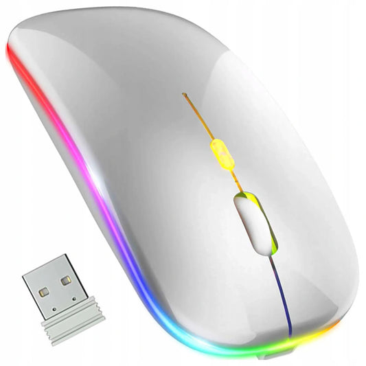 Belaidė kompiuterio pelė darbui su LED RGB apšvietimu ir tyliais klavišais