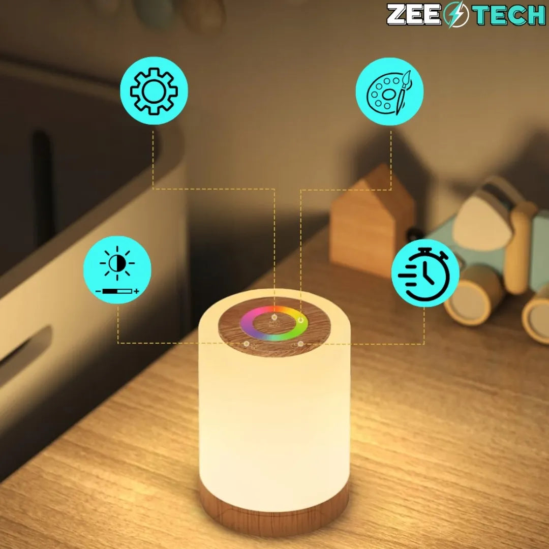 Belaidė LED Naktinė Lempa su RGB ir Liečiamu Valdymu