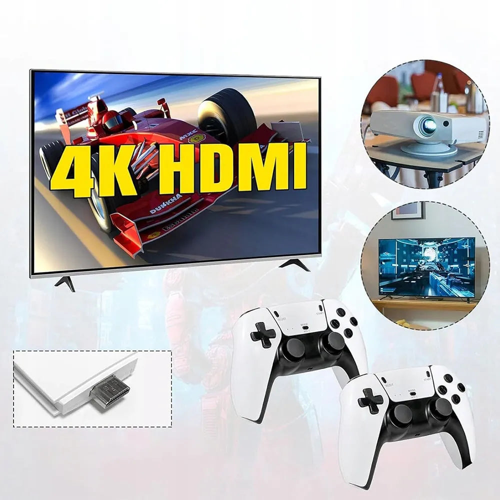 Belaidė retro žaidimų konsolė, TV HDMI, 20000 žaidimų, 2 valdikliai, Game Stick 4K