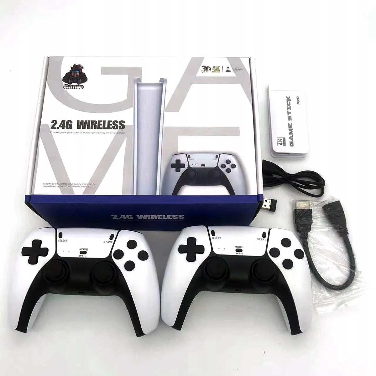 Belaidė retro žaidimų konsolė, TV HDMI, 20000 žaidimų, 2 valdikliai, Game Stick 4K