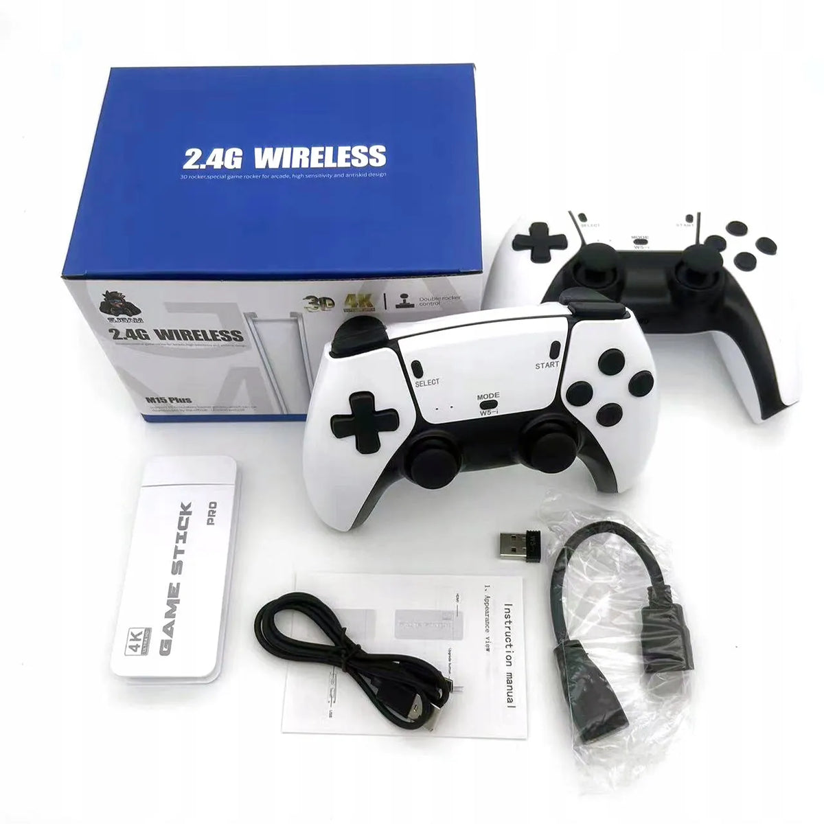 Belaidė retro žaidimų konsolė, TV HDMI, 20000 žaidimų, 2 valdikliai, Game Stick 4K