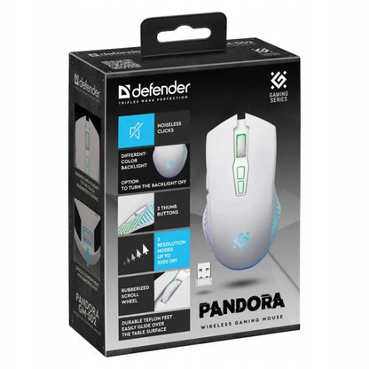 Belaidė žaidimų pelė Defender PANDORA RF ARGB 3200 DPI 10 m 500 mAh