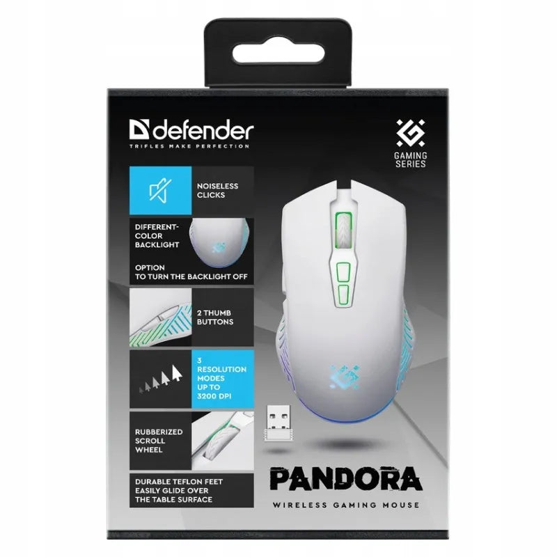 Belaidė žaidimų pelė Defender PANDORA RF ARGB 3200 DPI 10 m 500 mAh