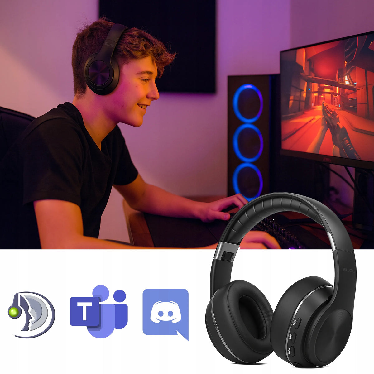 Belaidės ausinės BLOW BTX700 ANC su mikrofonu ir Bluetooth
