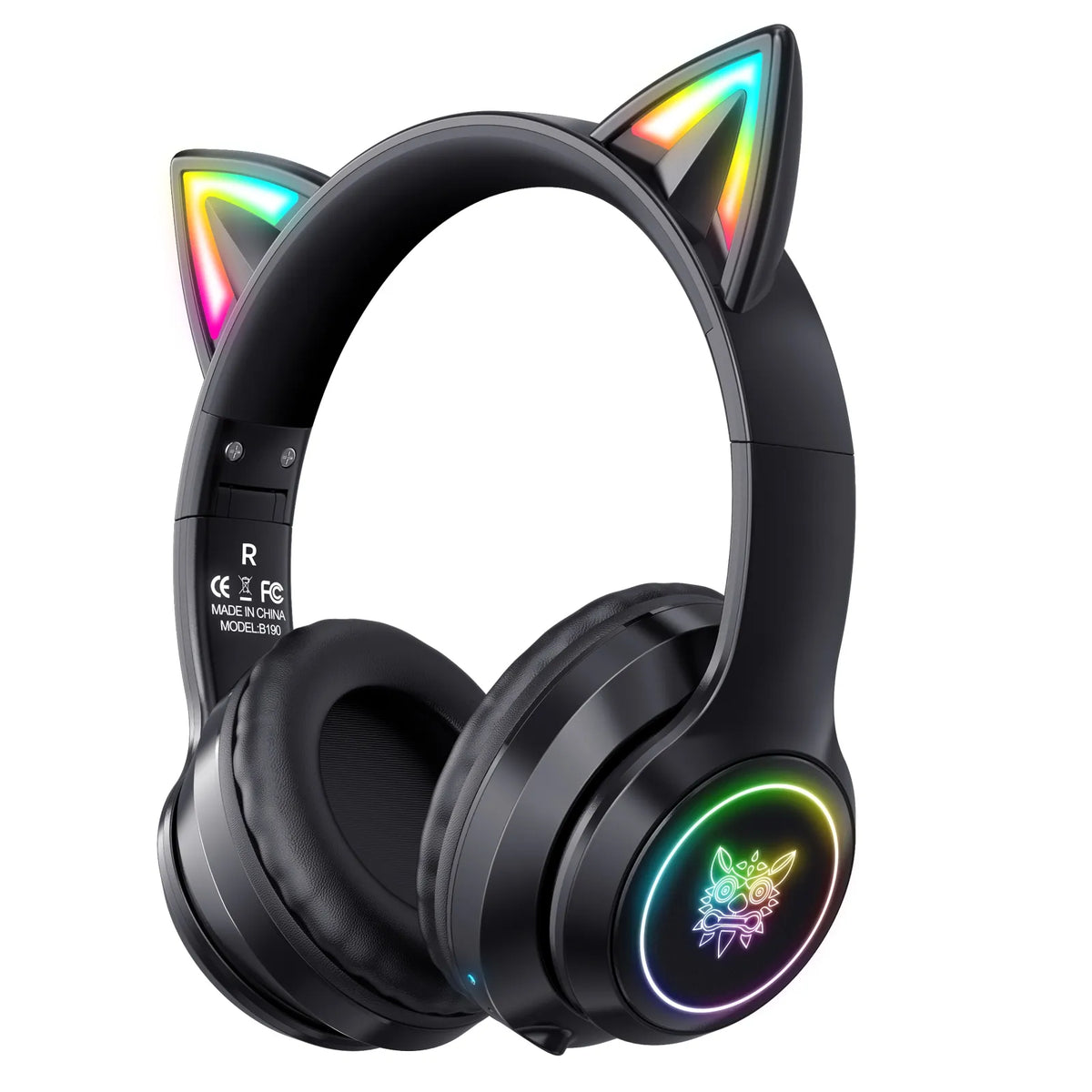 Belaidės ausinės ONIKUMA B90 su mikrofonu, RGB apšvietimu ir katės ausytėmis, USB-C
