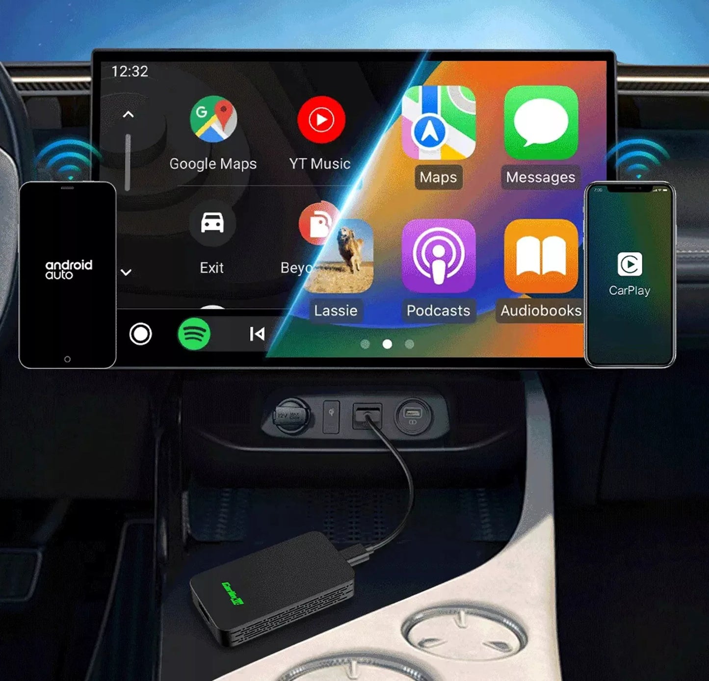 Belaidis adapteris Carlinkit 5.0 Apple CarPlay Android Auto