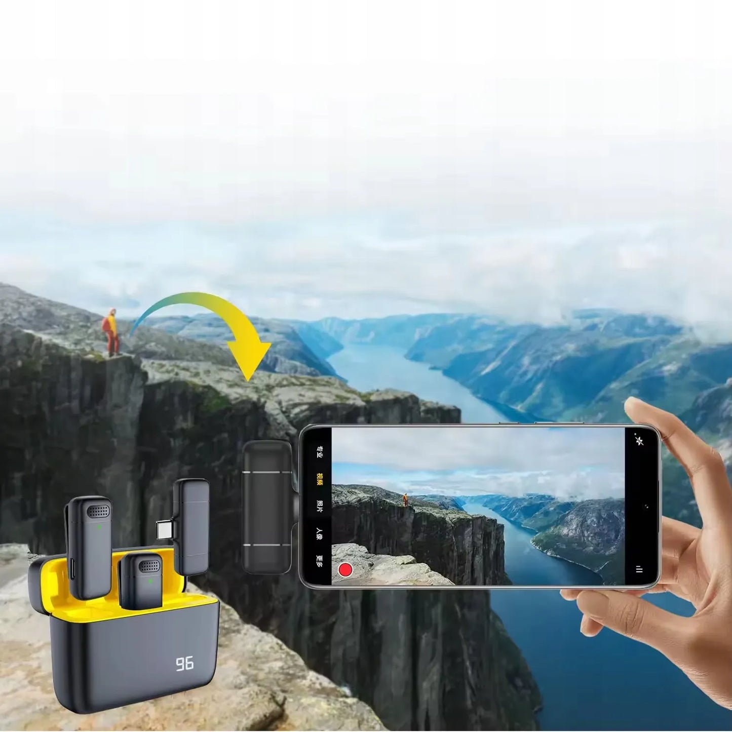 Belaidis atlapo mikrofonas įrašymui su USB-C jungtimi, skirtas iPhone, 2 vnt.