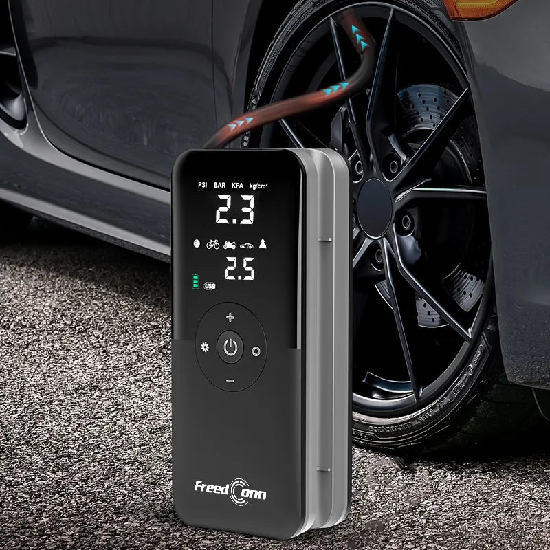 Belaidis automobilinis motociklo kompresorius, dviračio pompa, USB išorinė baterija