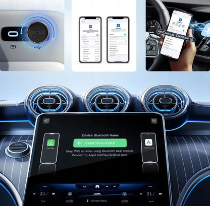 Belaidis automobilinis siųstuvas Carlinkit Mini Ultra 3, skirtas Apple CarPlay ir Android Auto