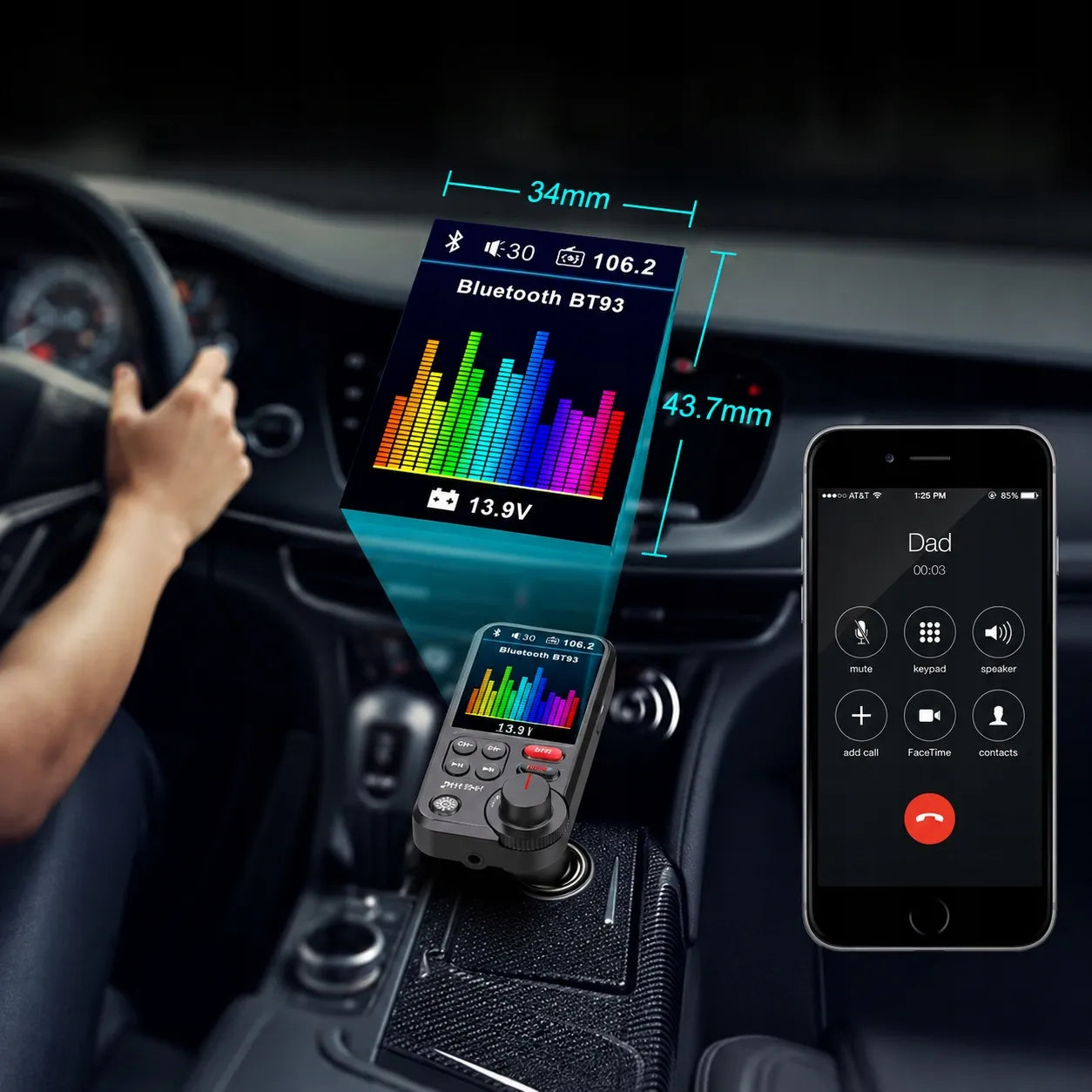 Belaidis automobilinis siųstuvas MP3 MP4 grotuvas AKAI FMT-93BT