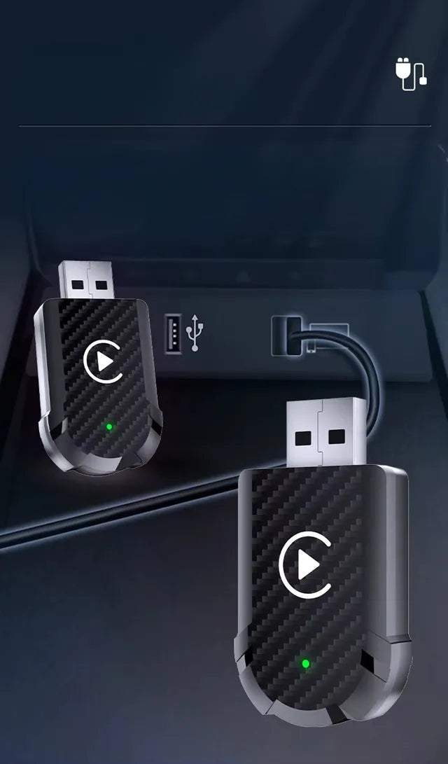 Belaidis automobilinis USB adapteris, skirtas Android Auto ir Apple CarPlay AI&JL