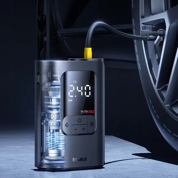 Belaidis automobilių kompresorius – Baseus 82W siurblys automobilių, dviračių ir motociklų padangoms