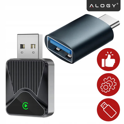 Belaidis CarPlay adapteris 5.8GHz Plug&Play iOS/Android Auto USB USB-C