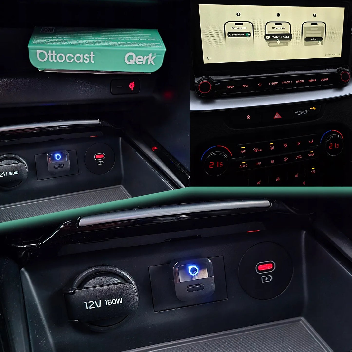 Belaidis „CarPlay“ ir „Android Auto“ USB „Wi-Fi“ adapteris
