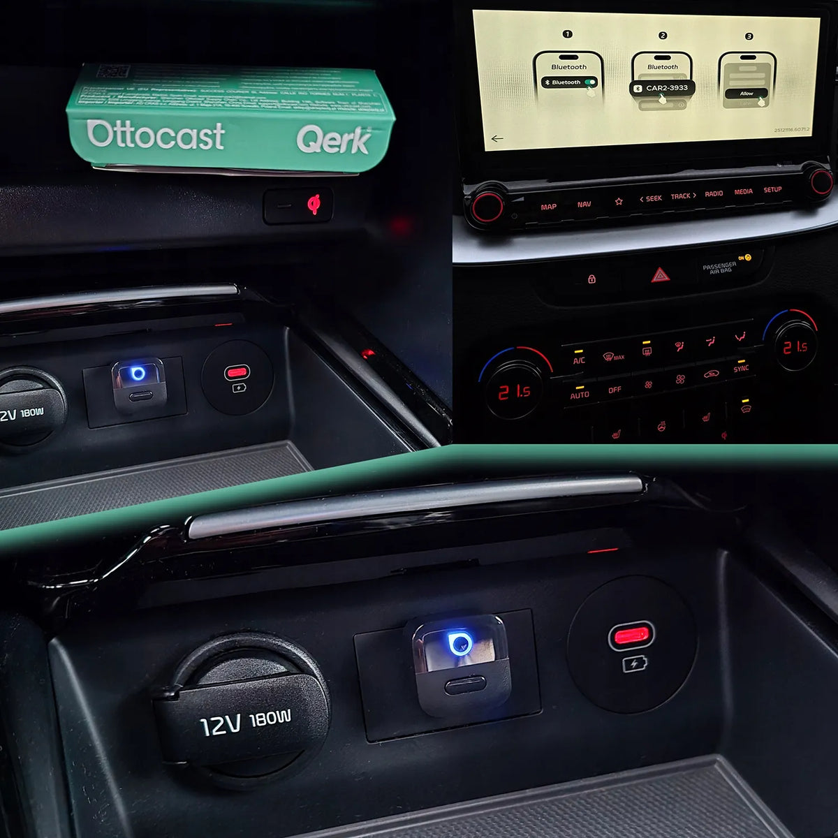 Belaidis „CarPlay“ ir „Android Auto“ USB „Wi-Fi“ adapteris