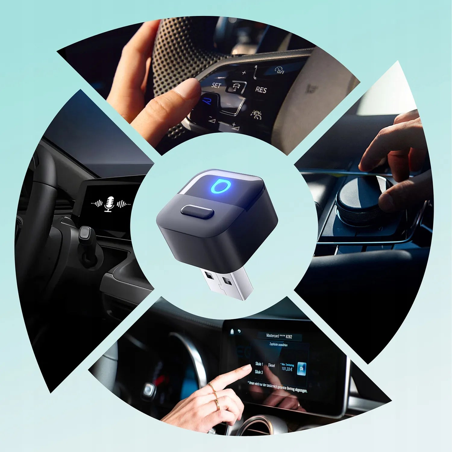 Belaidis „CarPlay“ ir „Android Auto“ USB „Wi-Fi“ adapteris