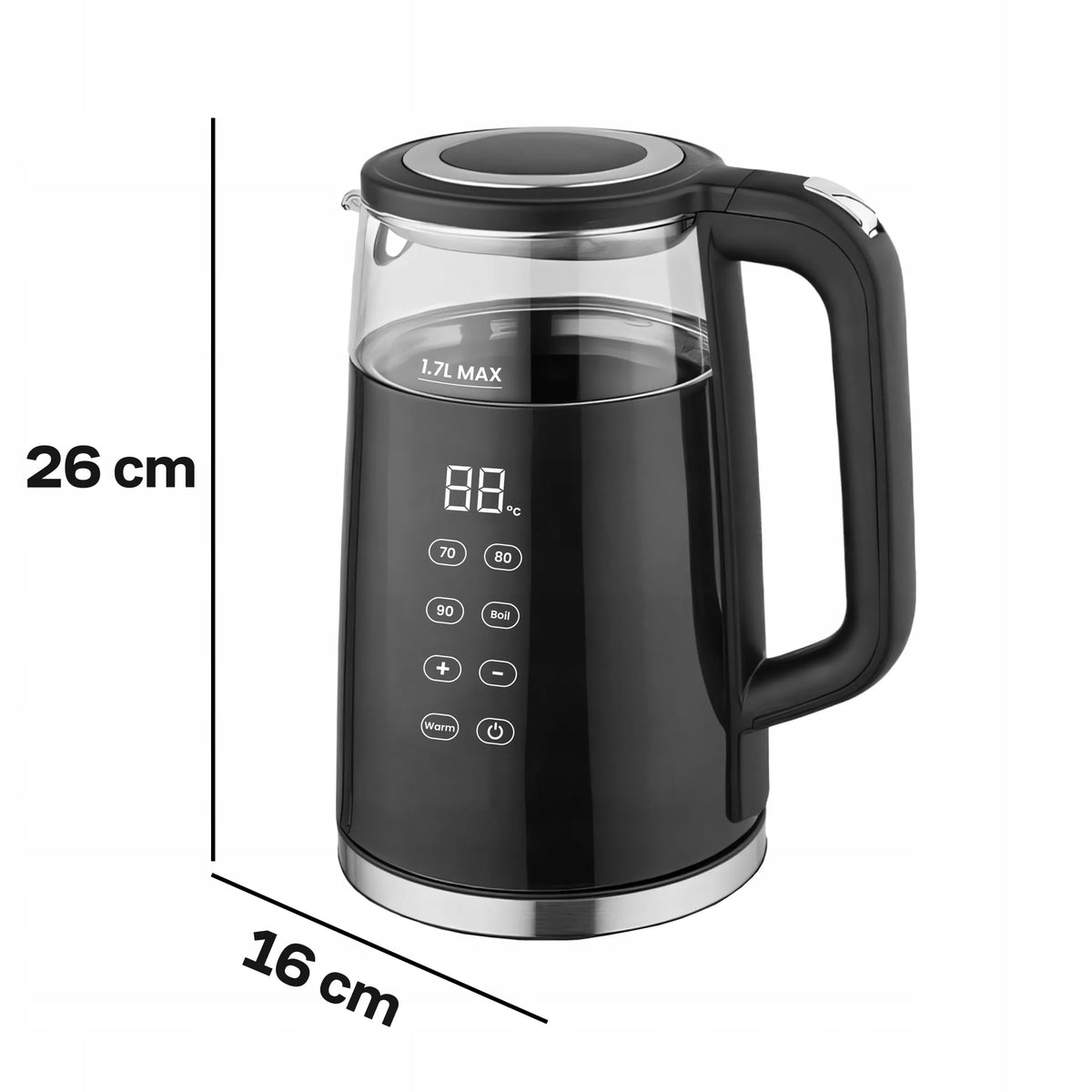BELAIDIS ELEKTRINIS VIRDULYS RETOO R-OR1300, 1,7 L, 2200 W, STIKLINIS, SU TEMPERATŪROS REGULIAVIMU