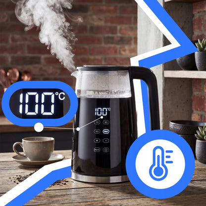 BELAIDIS ELEKTRINIS VIRDULYS RETOO R-OR1300, 1,7 L, 2200 W, STIKLINIS, SU TEMPERATŪROS REGULIAVIMU