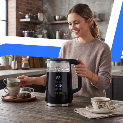 BELAIDIS ELEKTRINIS VIRDULYS RETOO R-OR1300, 1,7 L, 2200 W, STIKLINIS, SU TEMPERATŪROS REGULIAVIMU