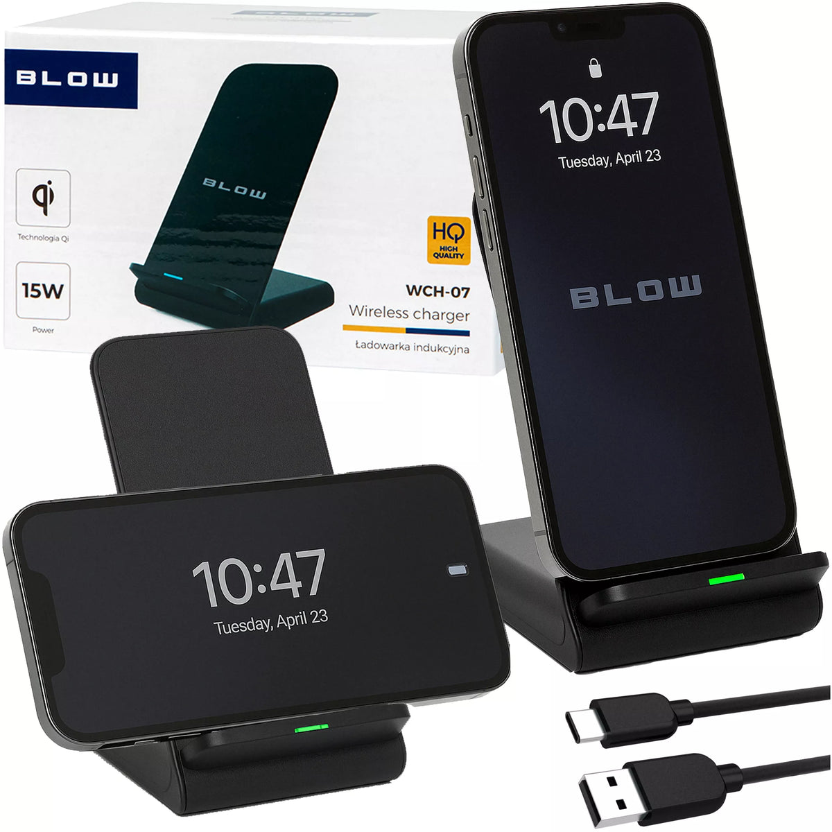 Belaidis indukcinis tinklo įkroviklis, greitai įkraunanti 15 W stotelė, USB-C QI