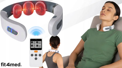 Belaidis kaklo ir sprando masažuoklis su šildymo funkcija, EMS TENS Shiatsu technologija ir reguliavimu