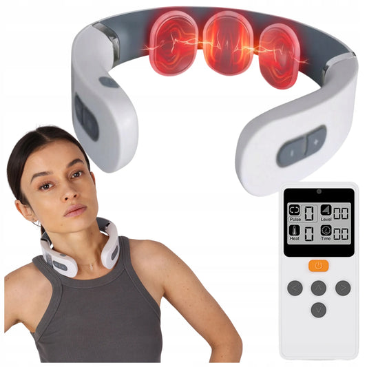 Belaidis kaklo ir sprando masažuoklis su šildymo funkcija, EMS TENS Shiatsu technologija ir reguliavimu