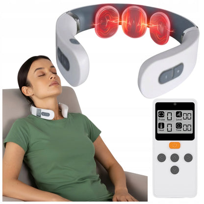 Belaidis kaklo ir sprando masažuoklis su šildymo funkcija, EMS TENS Shiatsu technologija ir reguliavimu