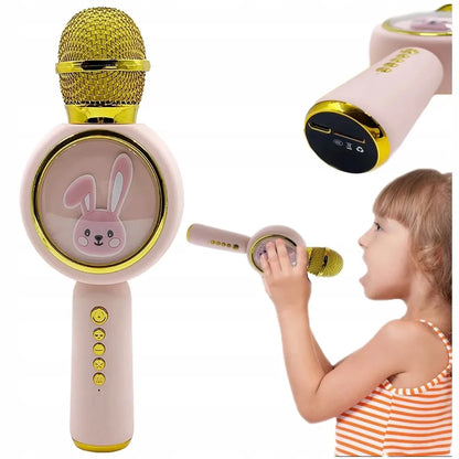 Belaidis karaoke mikrofonas vaikams „Sweet Bunny“ su „Bluetooth“ garsiakalbiu