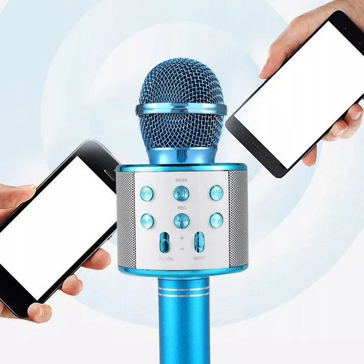 Belaidis karaokės mikrofonas su „Bluetooth“ garsiakalbiu