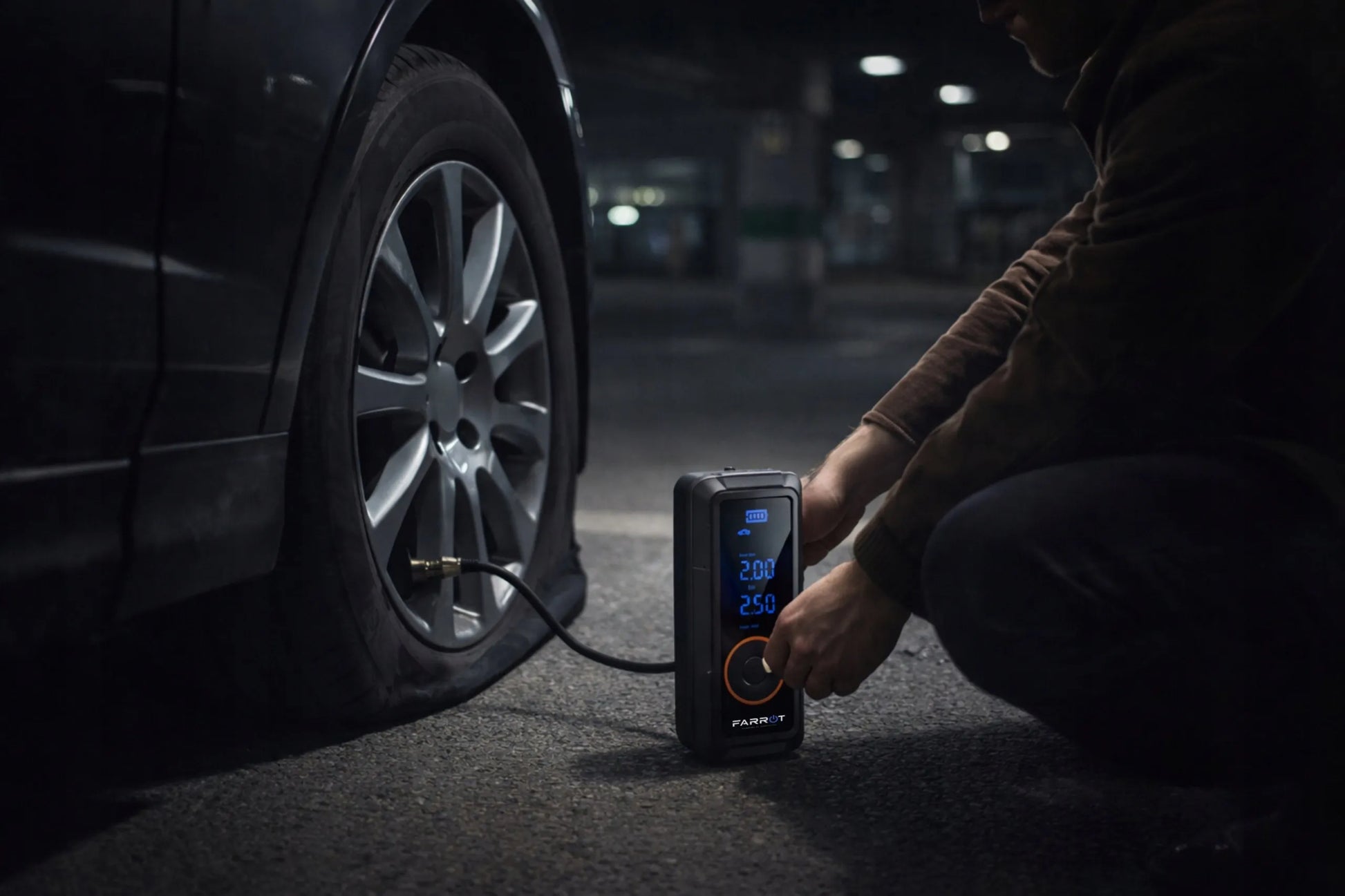 Belaidis kompresorius 150PSI 12V automobilinė pompa LCD ekranas auto stop funkcija padangoms