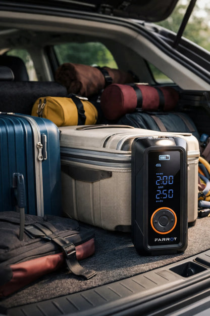 Belaidis kompresorius 150PSI 12V automobilinė pompa LCD ekranas auto stop funkcija padangoms