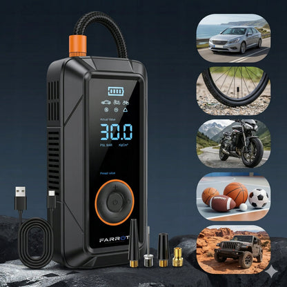 Belaidis kompresorius 150PSI 12V automobilinė pompa LCD ekranas auto stop funkcija padangoms