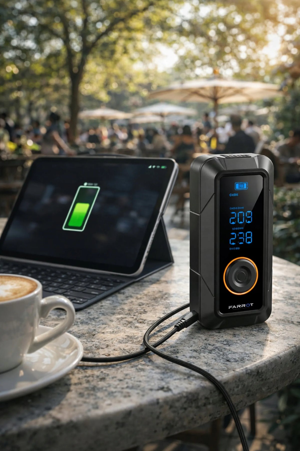 Belaidis kompresorius 150PSI 12V automobilinė pompa LCD ekranas auto stop funkcija padangoms