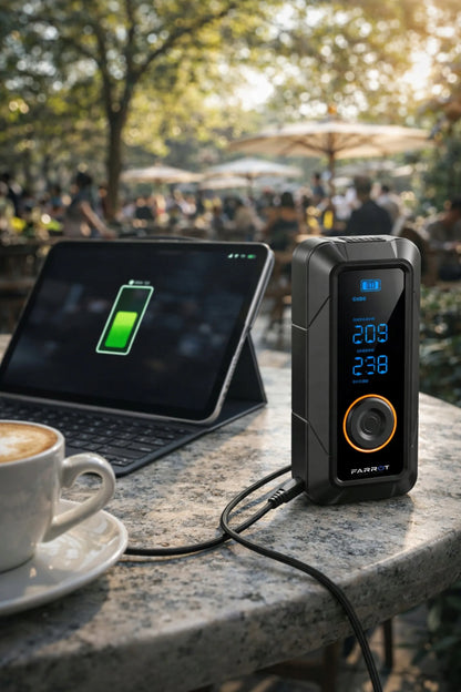 Belaidis kompresorius 150PSI 12V automobilinė pompa LCD ekranas auto stop funkcija padangoms