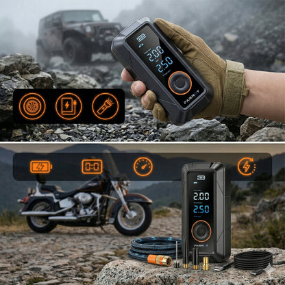 Belaidis kompresorius 150PSI 12V automobilinė pompa LCD ekranas auto stop funkcija padangoms