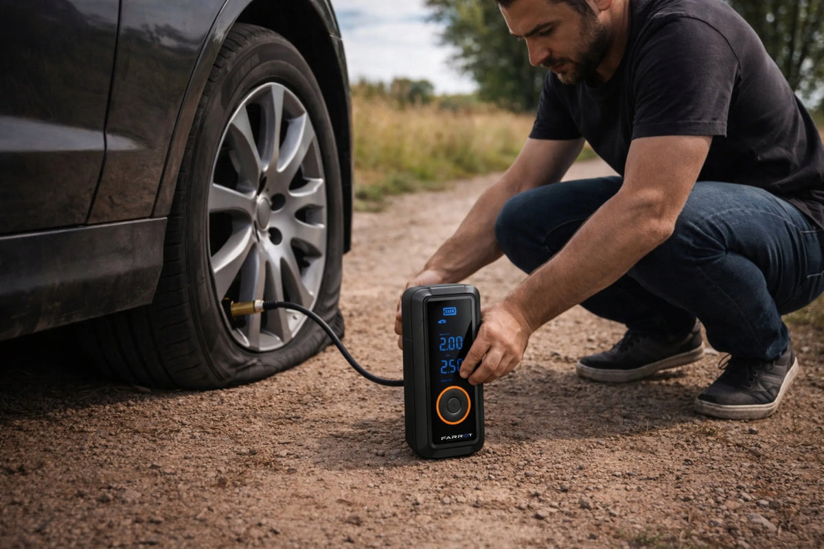 Belaidis kompresorius 150PSI 12V automobilinė pompa LCD ekranas auto stop funkcija padangoms